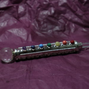 Chakra Metal Massage Wand - Thin Crystal Point