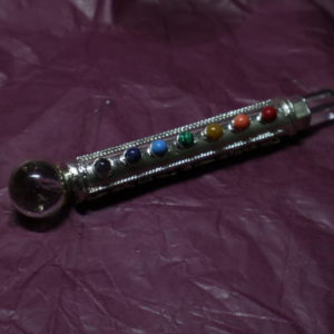 Chakra Metal Massage Wand - (Thick Crystal Point)